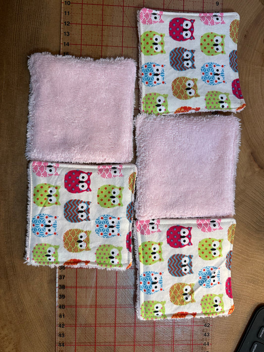 Lingettes lavables bambou chouettes