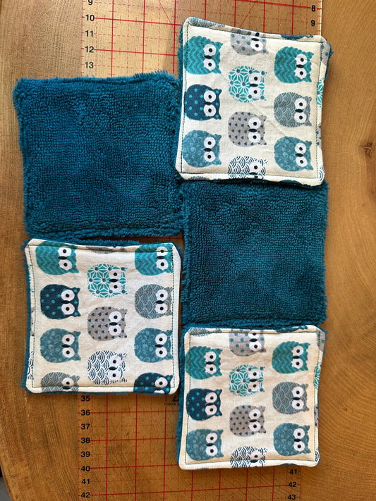 Lingettes lavables bambou chouettes